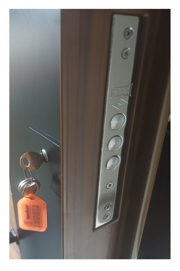 Tezwood Ahşap Kapı Sanayi 3553 Çelik Daire Kapısı Ahşap Kaplama Rustik Model - Resim 6