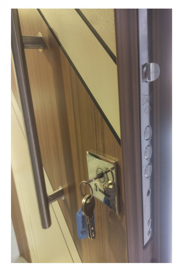 Tezwood 2578 Çift Renk Çelik Kapı,Daire Kapısı,Tırnaklı Model - 6