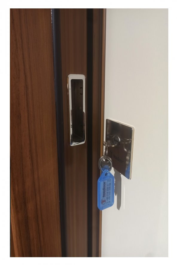 Tezwood 3651 Ahşap Kaplama Rustik Model Tırnaklı Çelik Daire Kapısı - 7