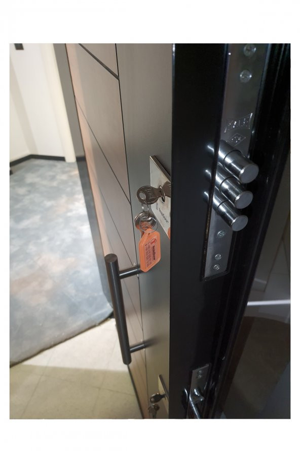 Tezwood Ahşap Kapı Sanayi 3553 Çelik Daire Kapısı Ahşap Kaplama Rustik Model - Resim 7