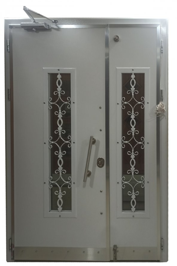 Tezwood 0161 Beyaz Villa Kapısı,Lüks Bina Giriş Kapısı,Çelik Kapı - 6