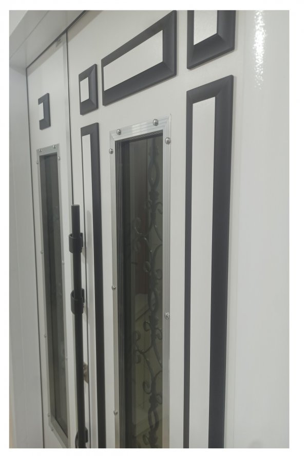 Tezwood 0161 Beyaz Villa Kapısı,Lüks Bina Giriş Kapısı,Çelik Kapı - 9