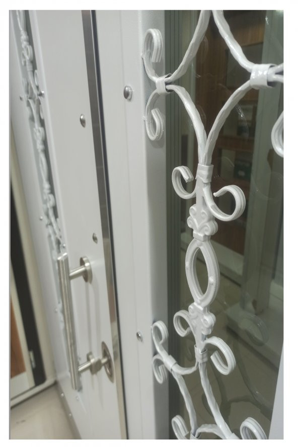 Tezwood 0161 Beyaz Villa Kapısı,Lüks Bina Giriş Kapısı,Çelik Kapı - 10