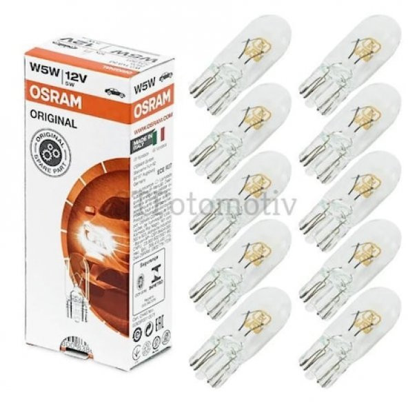 OSRAM 12V T10 W5W Dipsiz Park Ampulü 10 Adet 2825