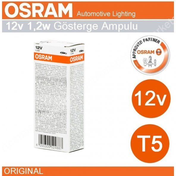 Osram 12V T5 1.2 Watt  Ampul Gösterge Göğüs Ampulü 10 Adet - 3