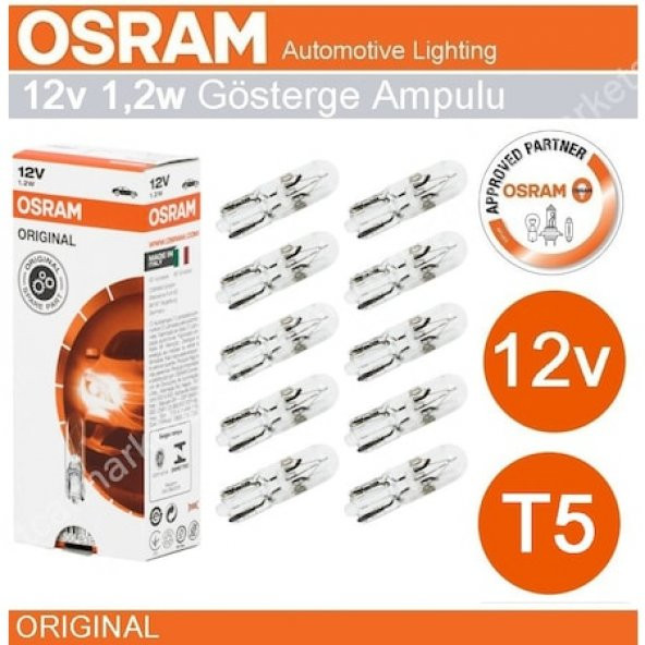 Osram 12V T5 1.2 Watt  Ampul Gösterge Göğüs Ampulü 10 Adet - 4