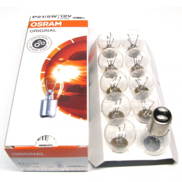 12V  P21/5W Park Stop Ampulü Çift Duylu 10Adet OSRAM 7528 - 2