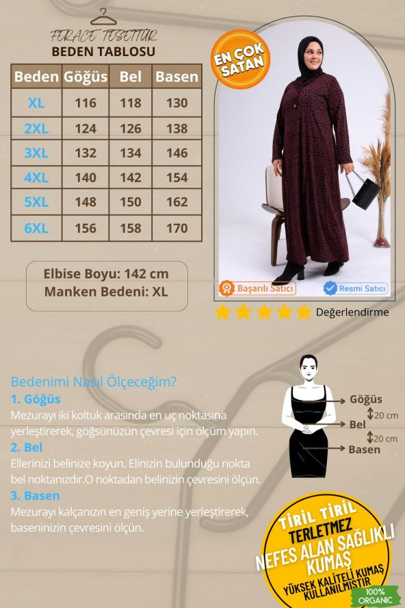 Kadin Gunluk Elbise Tesettur Leopar Desenli Buyuk Beden Elbise - 2