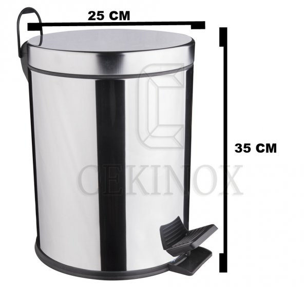 Hygiene Ofis Tipi Pedallı Çöp Kovası 12 Litre Krom Paslanmaz - 2