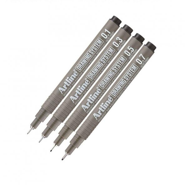 Teknik Çizim Kalemi 0.1 - 0.3 - 0.5 - 0.7 Mm Siyah 4 Lü Set Artline Drawing Teknik Çizim Kalemi