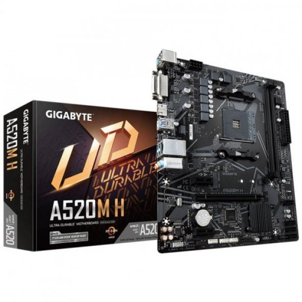 Gigabyte GA-A520M H AMD A520 2133 MHz DDR4 Soket AM4 mATX Anakart - 1