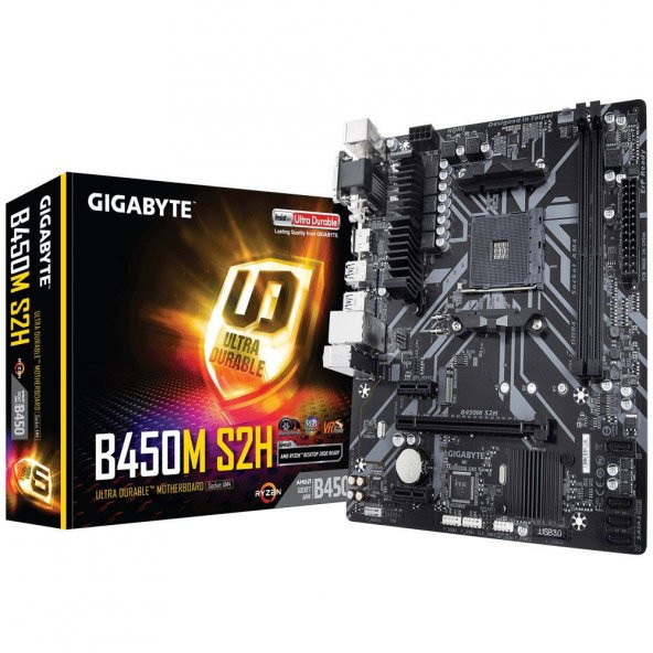 Gıgabyte B450M S2H Amd B450 Socket Am4 Ddr4 3200Mhz(O.C.) M.2 Usb 3.1  Anakart - 1