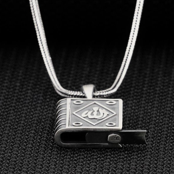 Allah Yazılı Cevşen Muska Kabı Gümüş Kolye - 2