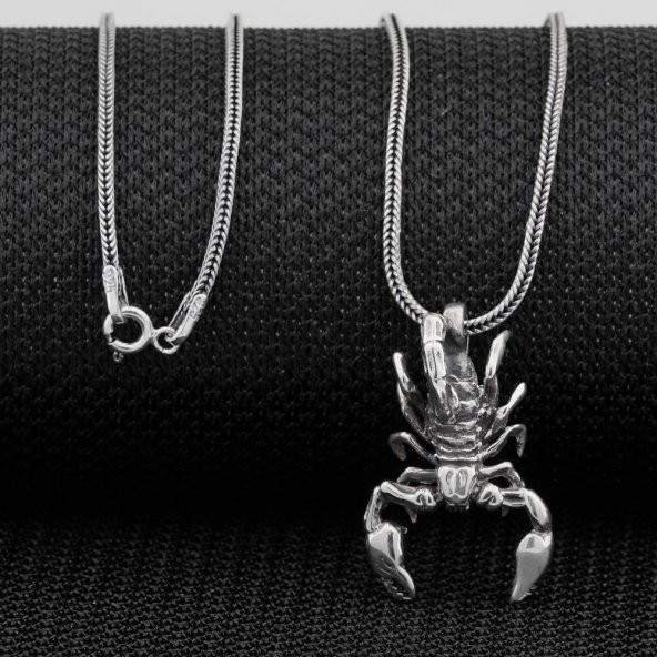 Akrep Tasarımlı 925 Ayar Gümüş Kolye - 2