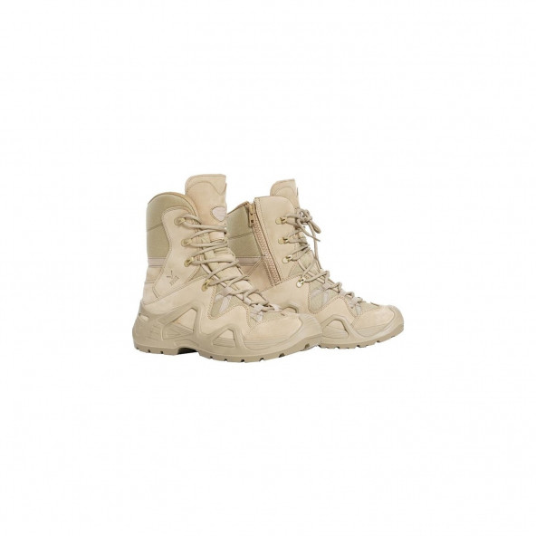 VOGEL Unisex Bej Tactical Fermuarlı Nubuk Deri Bot M1491