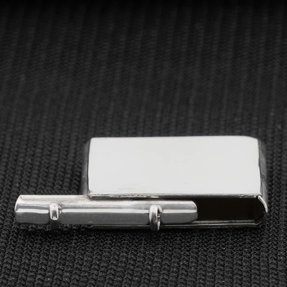 Düz Kare Parlak Gümüş Cevşen Muska Kabı Kolye - 2