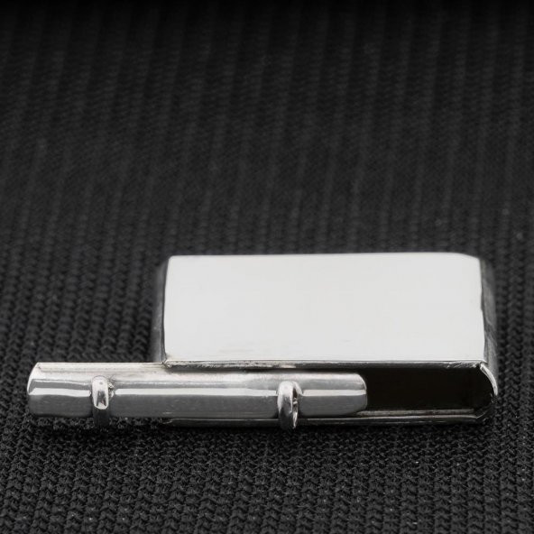 Düz Kare Parlak Gümüş Cevşen Muska Kabı Kolye Ucu - 2