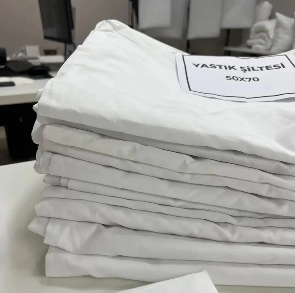 Mandaş 10 Adet Yastık Astarı Kılıfı Pamuklu Beyaz Fermuarlı (50x70) - 3