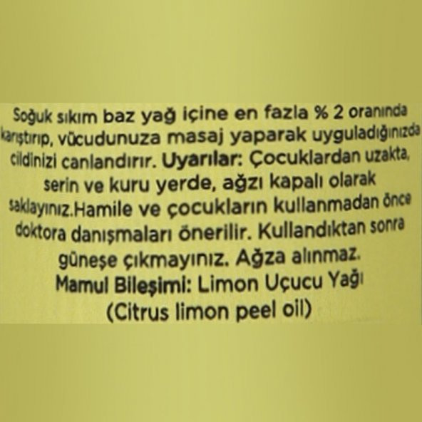 Limon Uçucu Yağı (Citrus limonum) - (10 ml) - HOMEMADE - 2