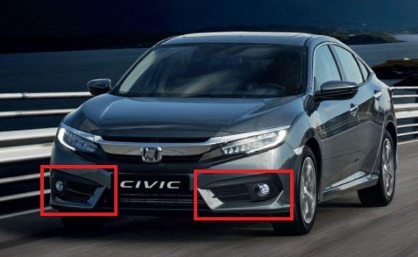 Honda Civic 2016-2018 FC5 Sedan Sis Farı ve Çerçevesi Komple Set