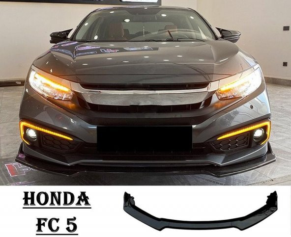 Honda Civic Fc5 için 2016 - 2019 3 Parça Piono Black Ön Lip