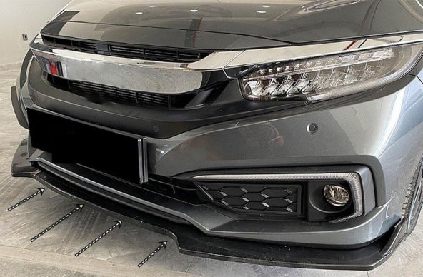 Honda Civic Fc5 için 2016 - 2019 3 Parça Piono Black Ön Lip - 2