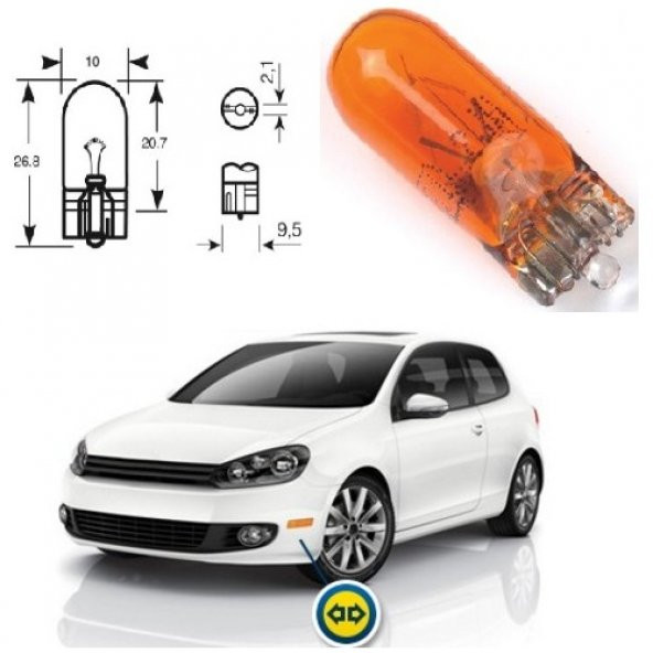 General 5W Dipsiz Sarı 12V Yan Sinyal Ampülü