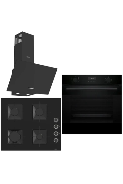 Bosch & Ferre Black City 3 lü  Ankastre Set ( HUA717BA0T - SS205 - D086 ) Buhar Destekli Fırın ürün görseli