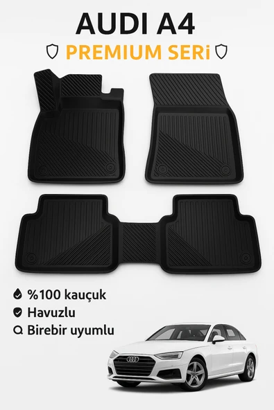 Black Gold Audi A4 2008 Sonrası Uyumlu 3D Kauçuk Oto Paspas – Premium Seri - Resim 2