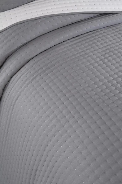 Elisa Dolgulu Çift Taraflı Tek Kişilik 180x240 Cm Yatak Örtüsü Antrasit - Resim 6