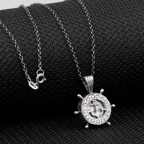 Cevşeni Kebir Dualı Çapa Dümen Tasarımlı Gümüş Kadın Kolye - Resim 2