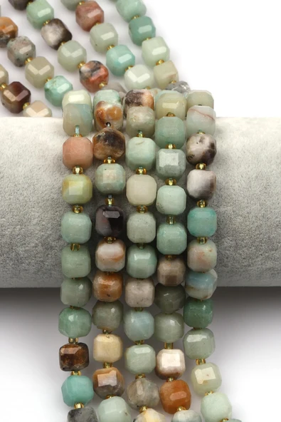 Amazonit Doğal Taş Dizi 8 mm Küp Kesim