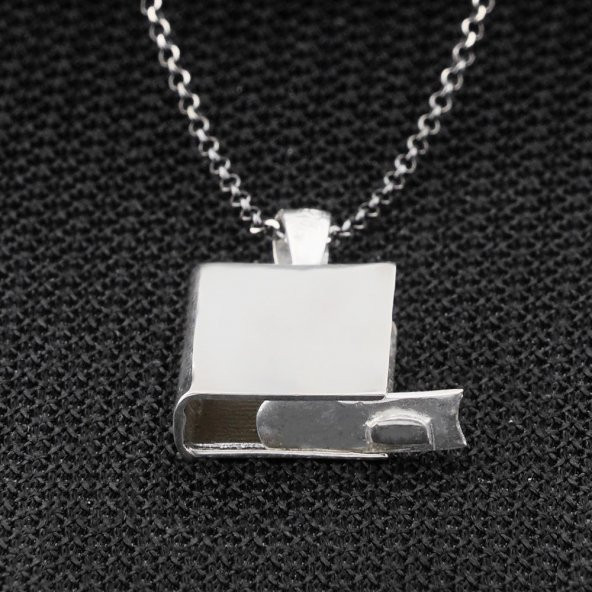 Parlak Düz Dikdörtgen Gümüş Cevşen Muska Kabı Kadın Kolye - 2