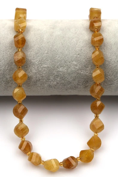 Sarı Renkli Kuvars Doğal Taş Dizi 8 x 9 mm Burgu Kesim - 2