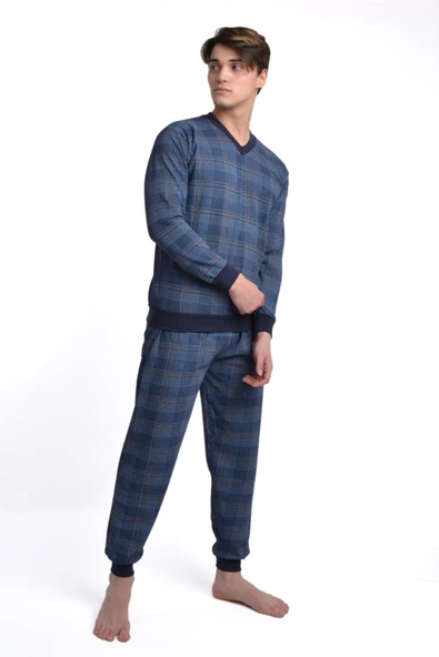 AYSUN TEKSTİL Kalitesinde Vyaka Örme Kumaş Bel-kol Ve Paça Ribana Manşetli Erkek Pijama ürün görseli