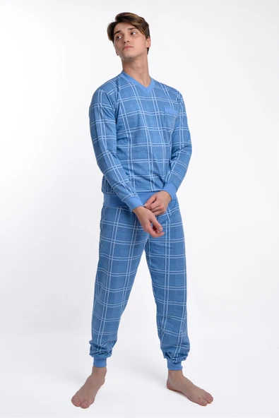 AYSUN TEKSTİL Kalitesinde Vyaka Bel-kol Ve Paça Ribana Manşetli Kışlık Erkek Pijama Takımı ürün görseli