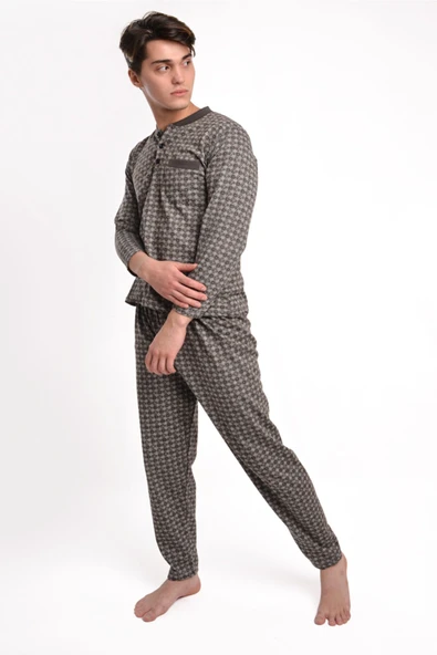 AYSUN TEKSTİL Erkek Kahverengi Şardonlu Pijama ürün görseli