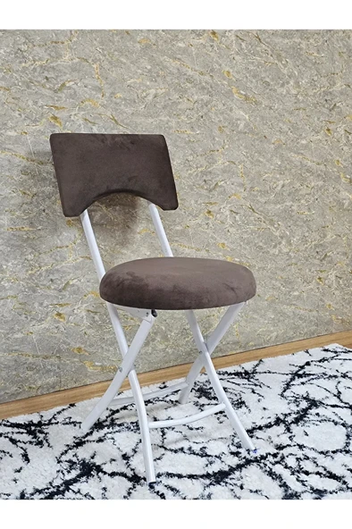 Beyaz Boyalı Katlanır Tabure - Kamp Sandalyesi - Sandalye - Mutfak Taburesi - Tabure Kahverengi Renk 36 x 80 Boyut/Ebat - Resim 2