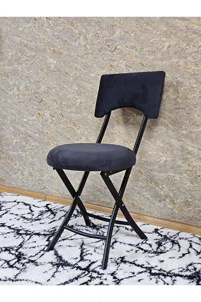 Siyah Boyalı Katlanır Tabure - Kamp Sandalyesi - Sandalye - Mutfak Taburesi - Tabure Füme Renk 36 x 80 Boyut/Ebat - Resim 3