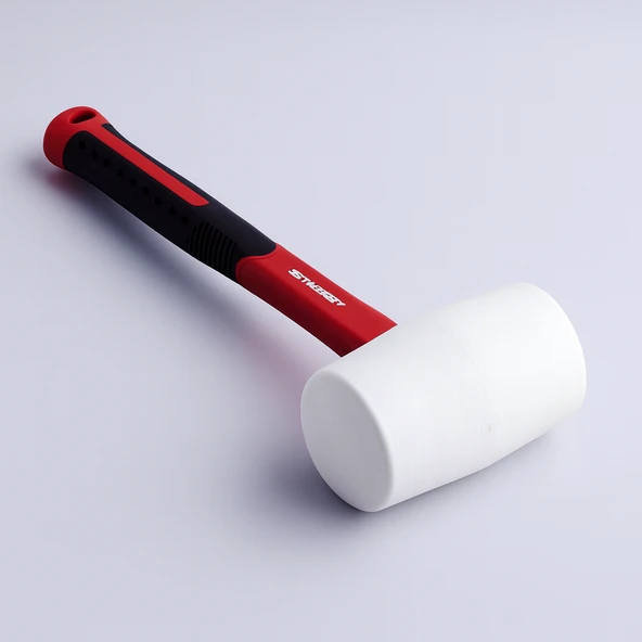 680 Gr Kauçuk Beyaz Tokmak Ergonomik Saplı Sessiz Çekiç Fayans Bordür Karo Mermer Granit Döşeme - Resim 3