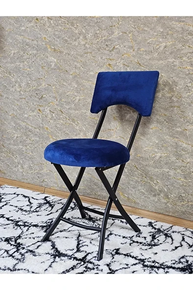 Siyah Boyalı Katlanır Tabure - Kamp Sandalyesi - Sandalye - Mutfak Taburesi - Tabure Mavi Renk 36 x 80 Boyut/Ebat - Resim 3