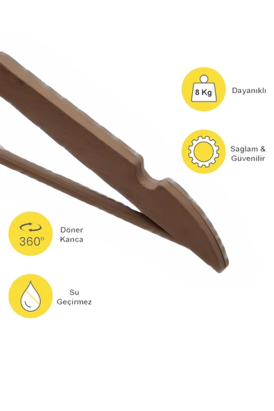 6’lı Ahşap Görünümlü Askı Kahve 44 cm - Resim 7