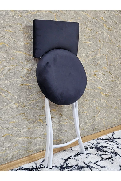 Beyaz Boyalı Katlanır Tabure - Kamp Sandalyesi - Sandalye - Mutfak Taburesi - Tabure Füme Renk 36 x 80 Boyut/Ebat - Resim 4