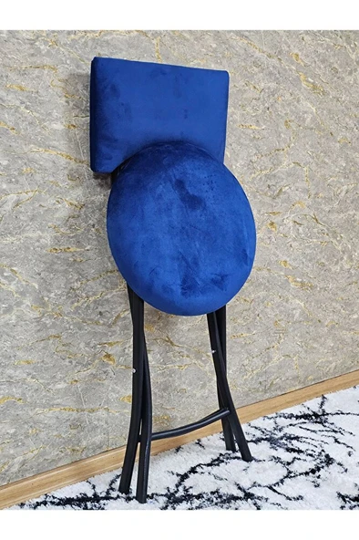 Siyah Boyalı Katlanır Tabure - Kamp Sandalyesi - Sandalye - Mutfak Taburesi - Tabure Mavi Renk 36 x 80 Boyut/Ebat - Resim 4