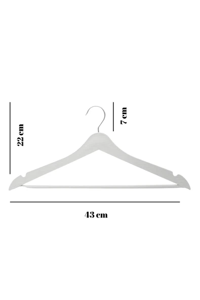 6’lı Ahşap Görünümlü Askı Beyaz 44 cm - 6