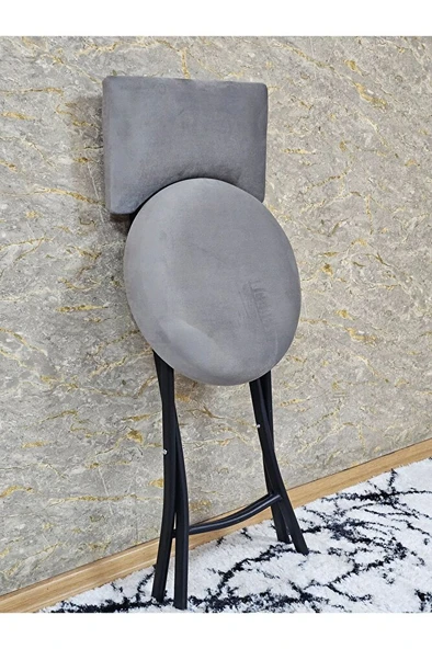 Siyah Boyalı Katlanır Tabure - Kamp Sandalyesi - Sandalye - Mutfak Taburesi - Tabure Gri Renk 36 x 80 Boyut/Ebat - Resim 4