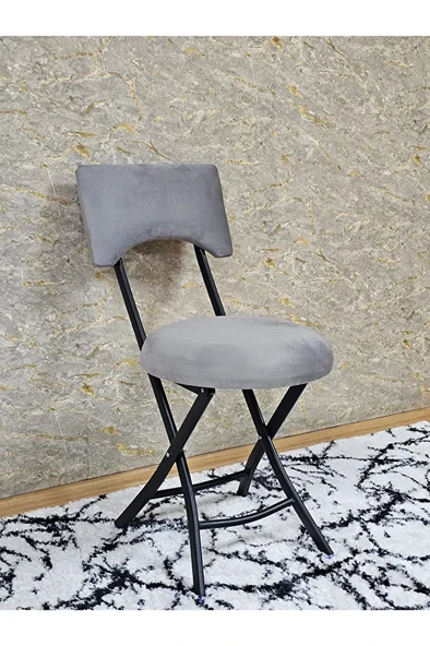 Siyah Boyalı Katlanır Tabure - Kamp Sandalyesi - Sandalye - Mutfak Taburesi - Tabure Gri Renk 36 x 80 Boyut/Ebat - Resim 2