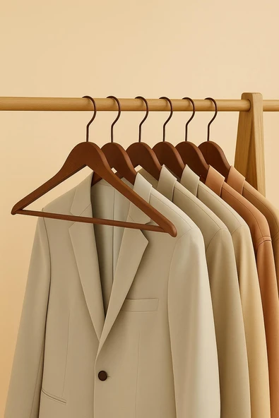 6’lı Ahşap Görünümlü Askı Kahve 44 cm - Resim 5