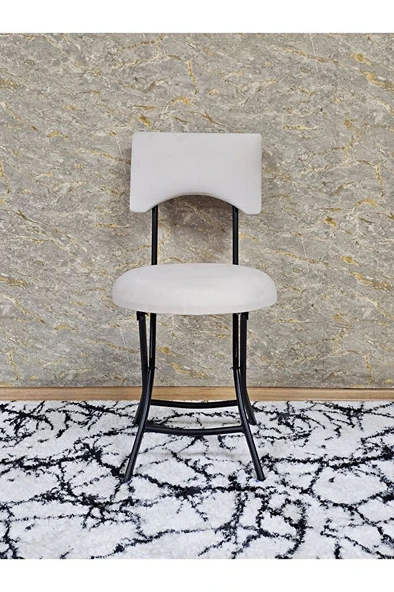 Siyah Boyalı Katlanır Tabure - Kamp Sandalyesi - Sandalye - Mutfak Taburesi - Tabure Krem Renk 36 x 80 Boyut/Ebat ürün görseli