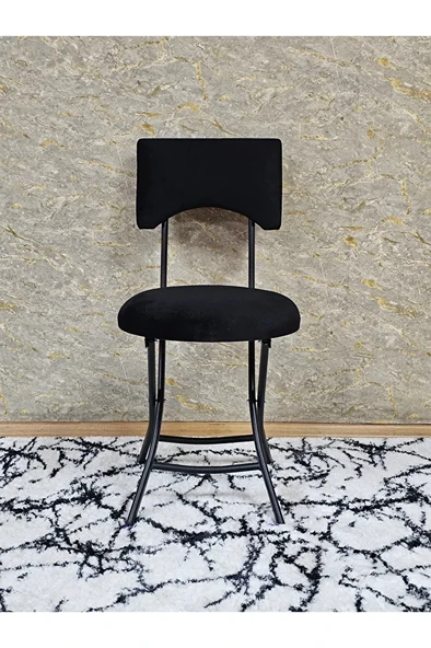 Siyah Boyalı Katlanır Tabure - Kamp Sandalyesi - Sandalye - Mutfak Taburesi - Tabure Siyah Renk 36 x 80 Boyut/Ebat ürün görseli